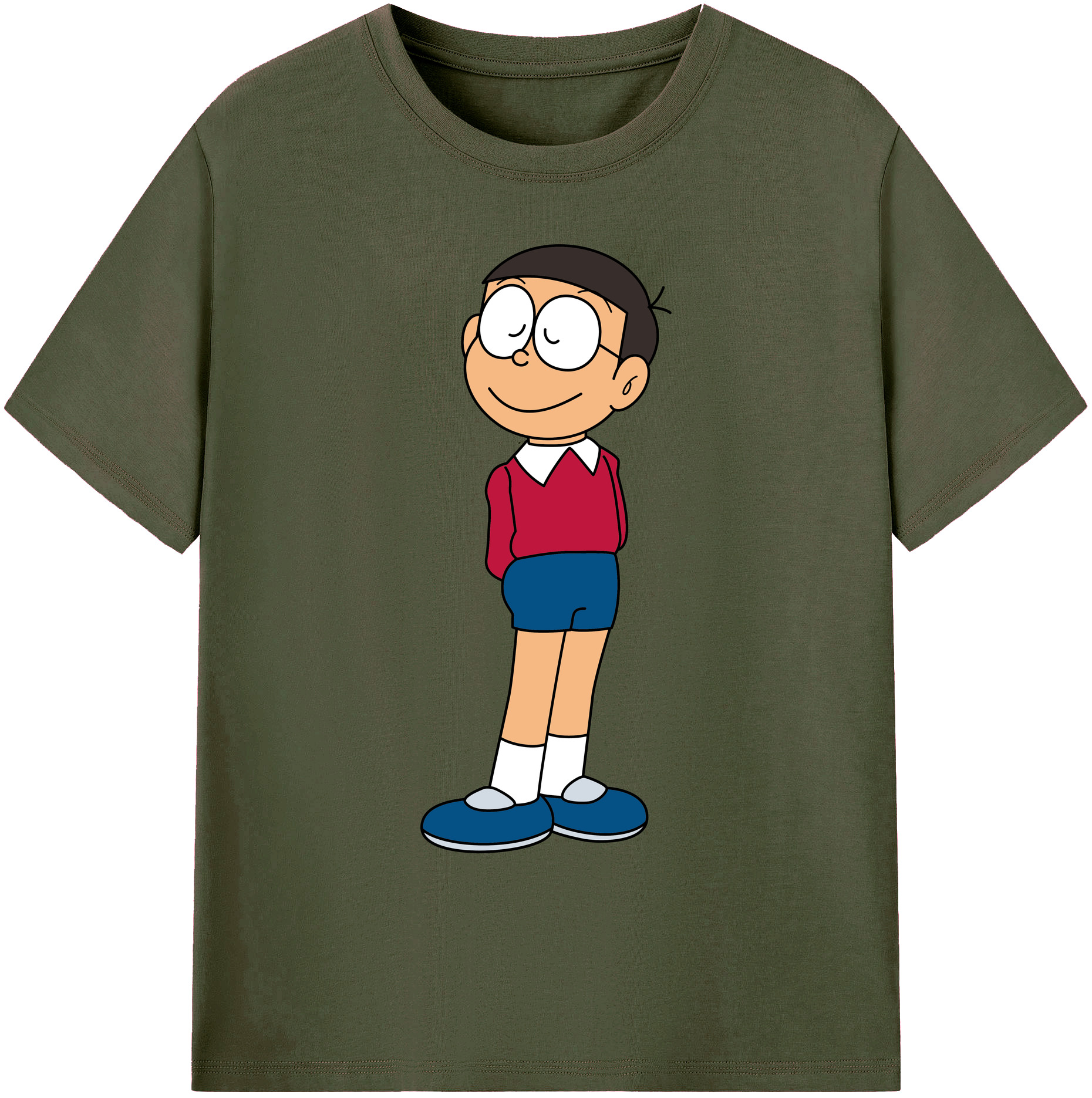 （画像用） ドラえもん 野比 のび太 Doraemon Nobita Nobi 綿100％ メンズ半袖Tシャツ｜肌触りやわらか＆通気性